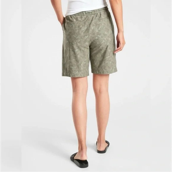 Athleta Farallon Short Bermuda Cotton Camo Olive Green Casual Lounge Travel 0 - Picture 3 of 10